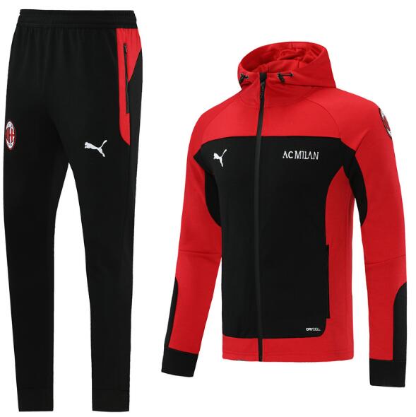 2021/22 AC Milan Red Black Training Kits Hoodie Jacket with Pants